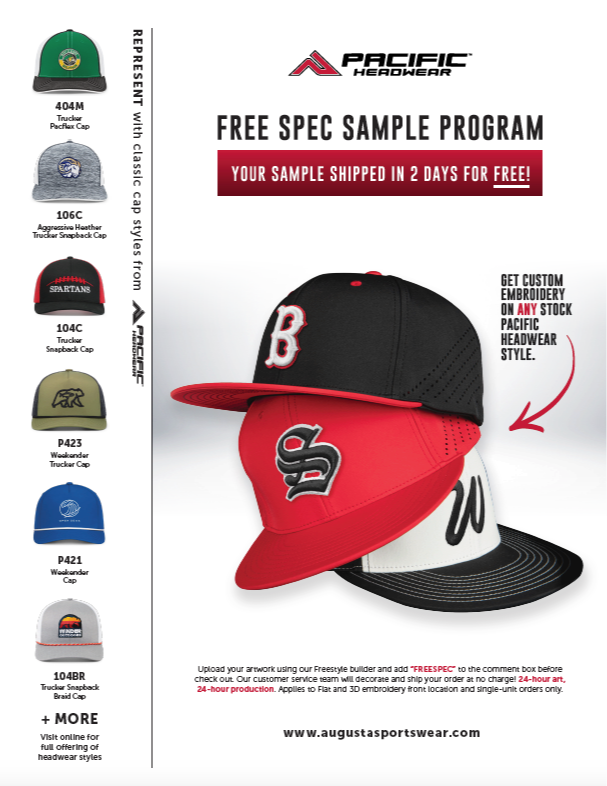 Free Pacific Headwear Spec Sample 244